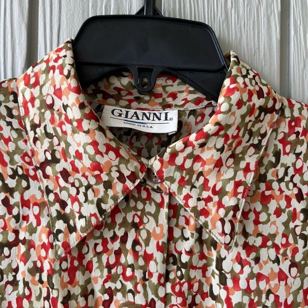 Funky VTG GIANNI Abstract 90s Does 70s Sheer USA – Sz 10 M/L